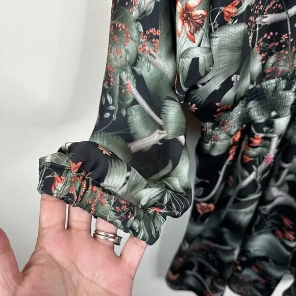 Johanna Ortiz x H&M Dress Womens L Floral Tropical Ruffle Flounce Mini - Picture 7 of 11